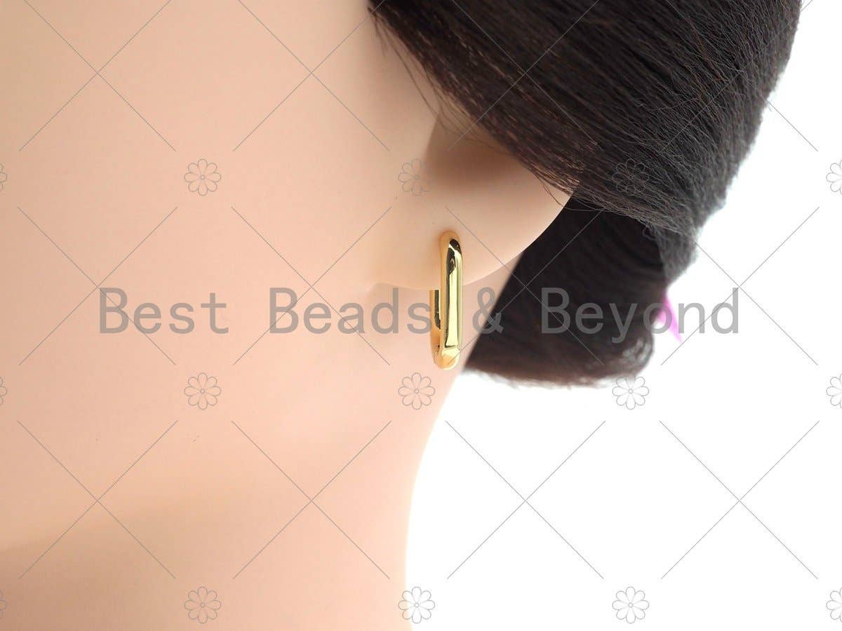 Dainty Gold Rectangle Huggie EarringBestBeads&BeyondEARRINGS