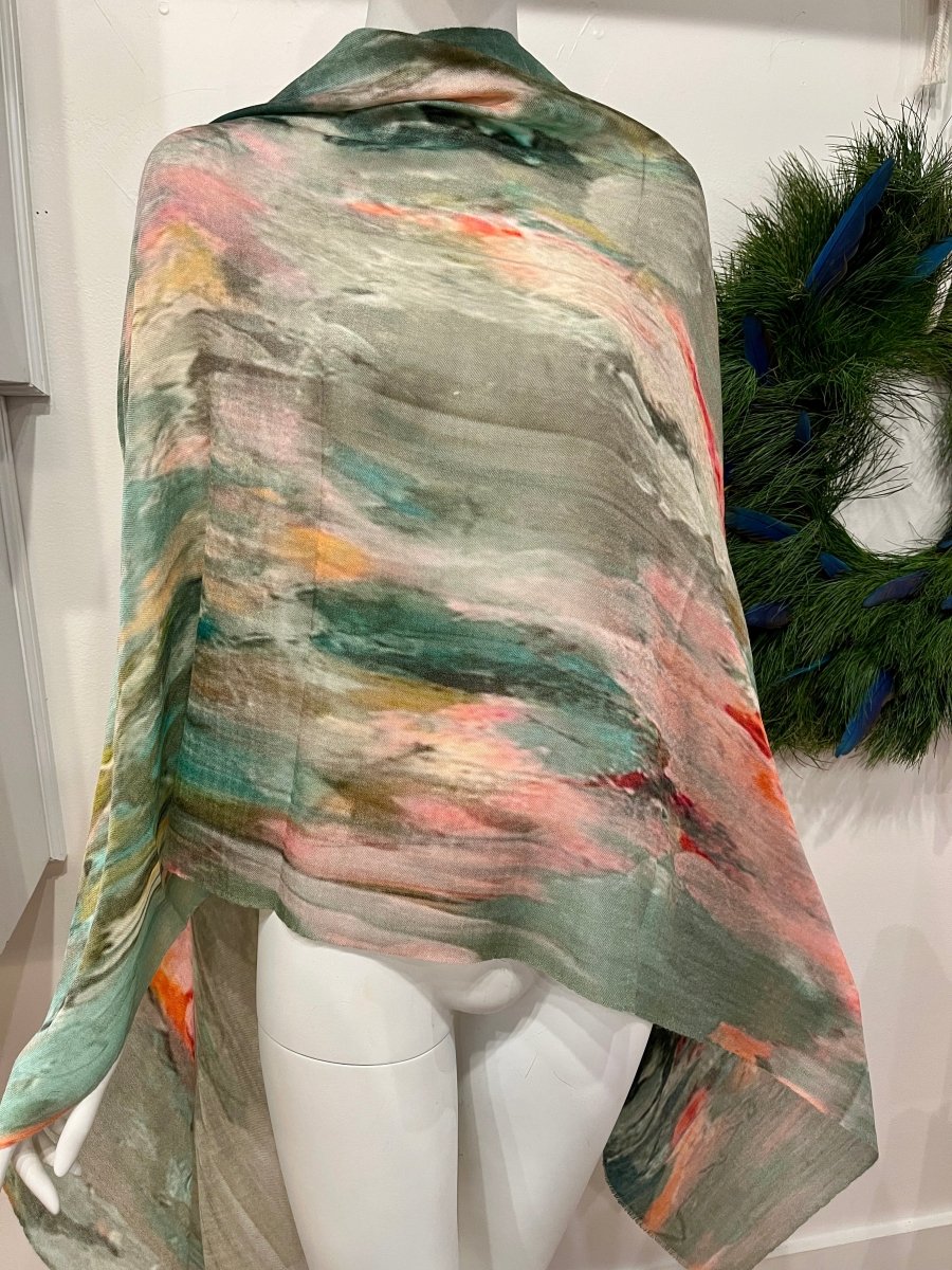 “Dancing Mist” Peggy Vineyard Art in CashmereZiabirdSCARVES