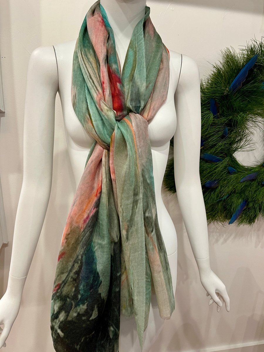 “Dancing Mist” Peggy Vineyard Art in CashmereZiabirdSCARVES