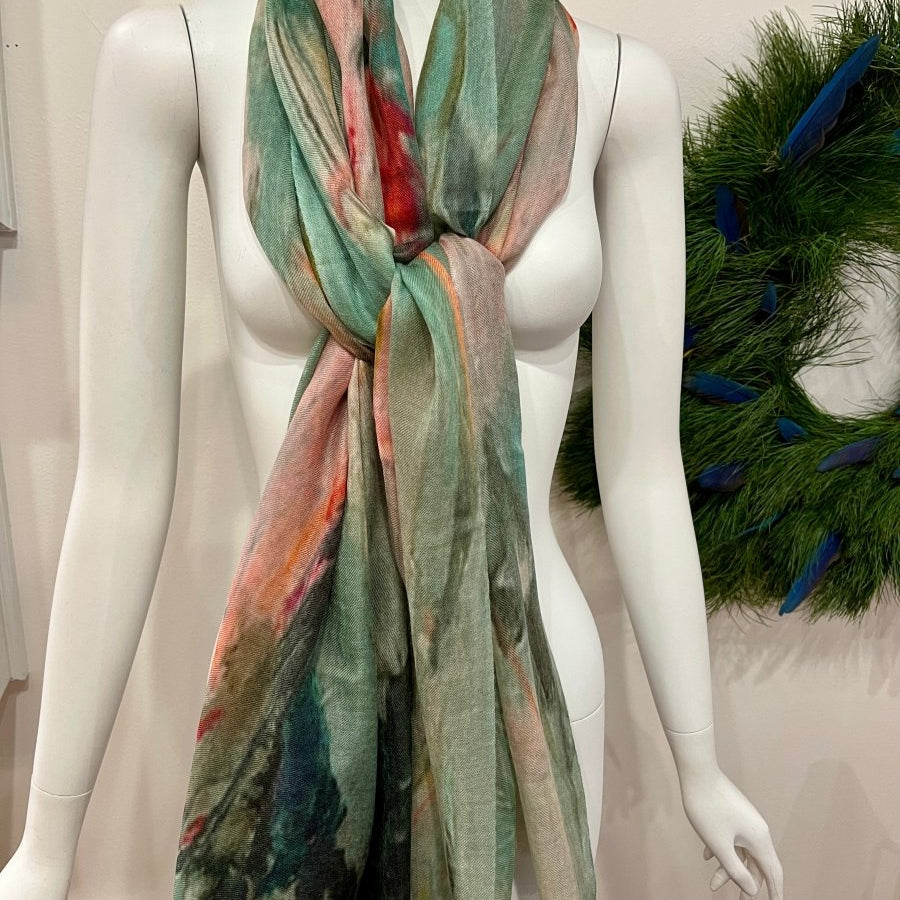 “Dancing Mist” Peggy Vineyard Art in CashmereZiabirdSCARVES