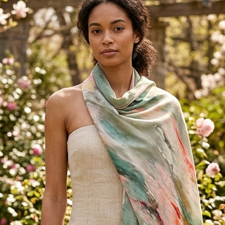 “Dancing Mist” Peggy Vineyard Art in CashmereZiabirdSCARVES