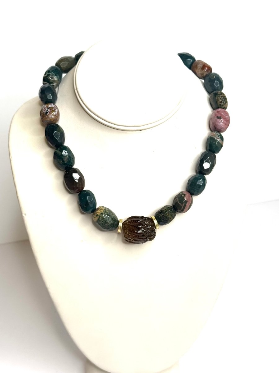 Dark Green Quartz with Brown Glass BeadsRobin JacksonNECKLACES