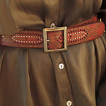 Daya | Studded Leather Belt Women - Embellished Belt: CognacAmsterdam Heritage Leather Belts, Bags, Jackets & Apparelbelt