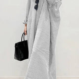 Dramatic Stripe Shirt Maxi Dress - GreySerenity CollectiveDress