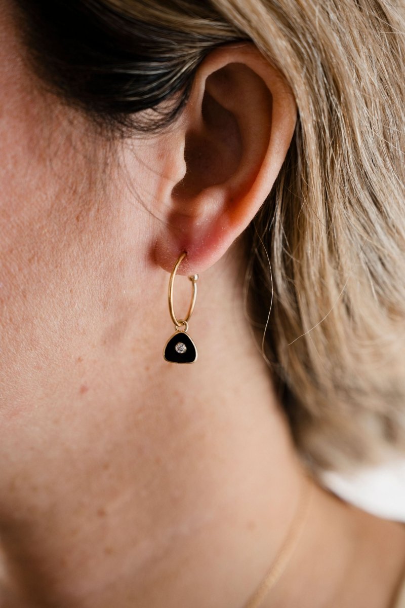 Esmé Hoops with Black Enamel and CZLouise HendricksEARRINGS
