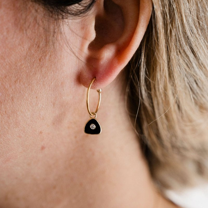 Esmé Hoops with Black Enamel and CZLouise HendricksEARRINGS