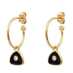 Esmé Hoops with Black Enamel and CZLouise HendricksEARRINGS