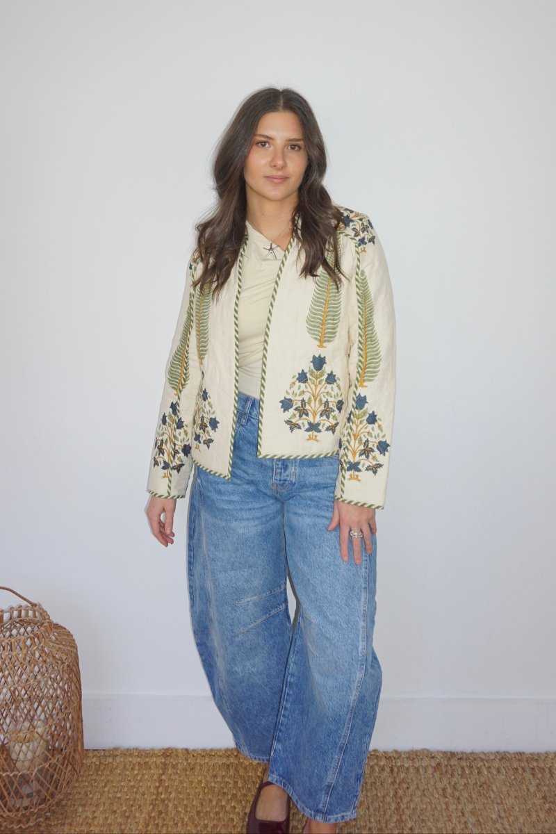 Fallon Quilted Reversible Jacket in Navy Victoriannibimtk.comTOPS