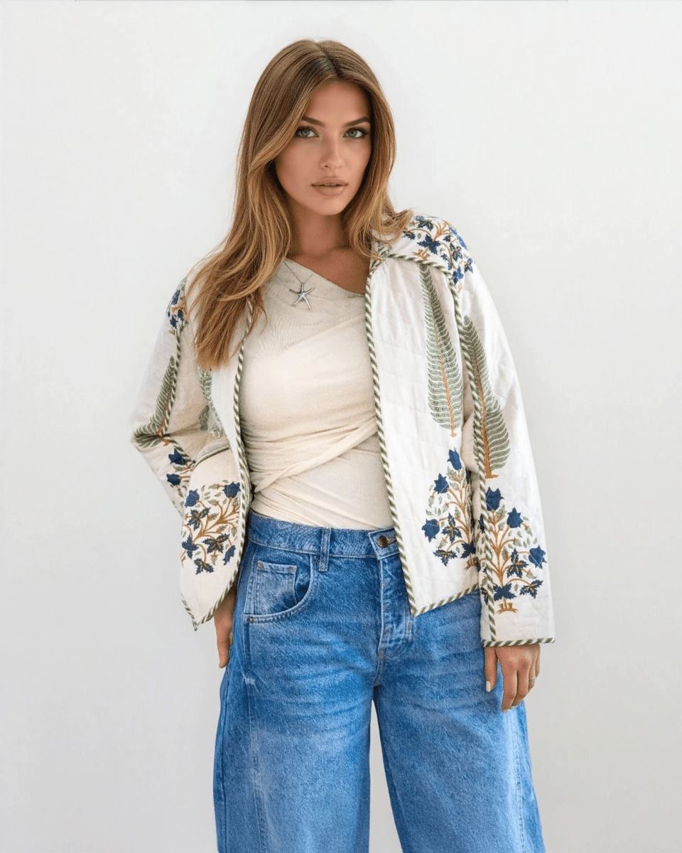 Fallon Quilted Reversible Jacket in Navy Victoriannibimtk.comTOPS