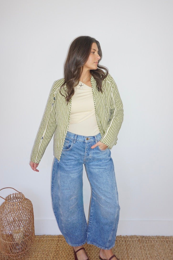 Fallon Quilted Reversible Jacket in Navy Victoriannibimtk.comTOPS