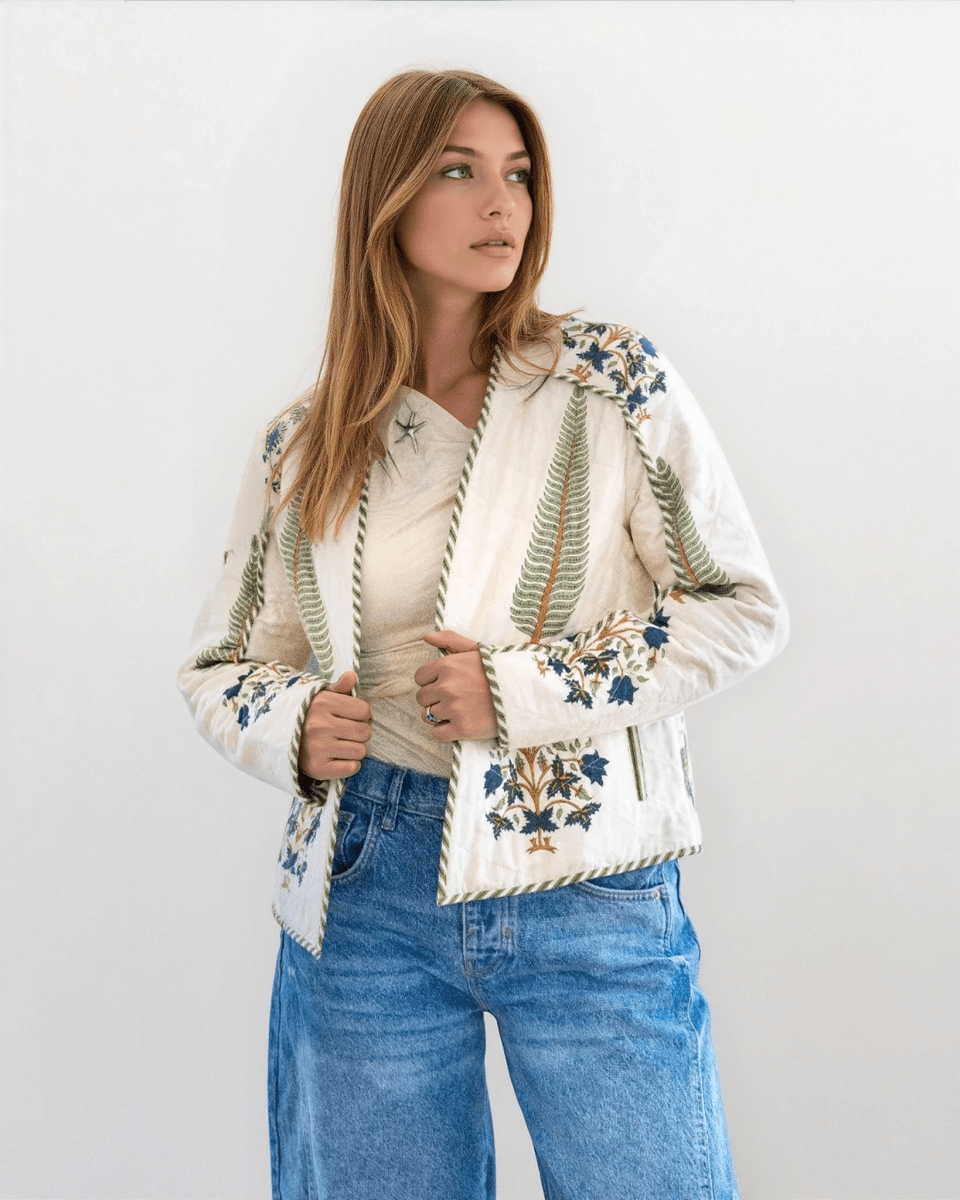 Fallon Quilted Reversible Jacket in Navy Victoriannibimtk.comTOPS