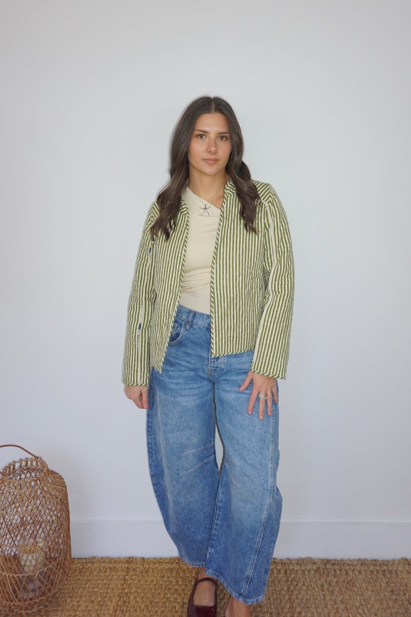 Fallon Quilted Reversible Jacket in Navy Victoriannibimtk.comTOPS