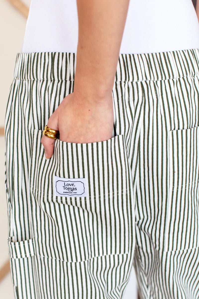Family Cargo Pant - Moss Green Stripe OrganicEmerson FryBOTTOMS