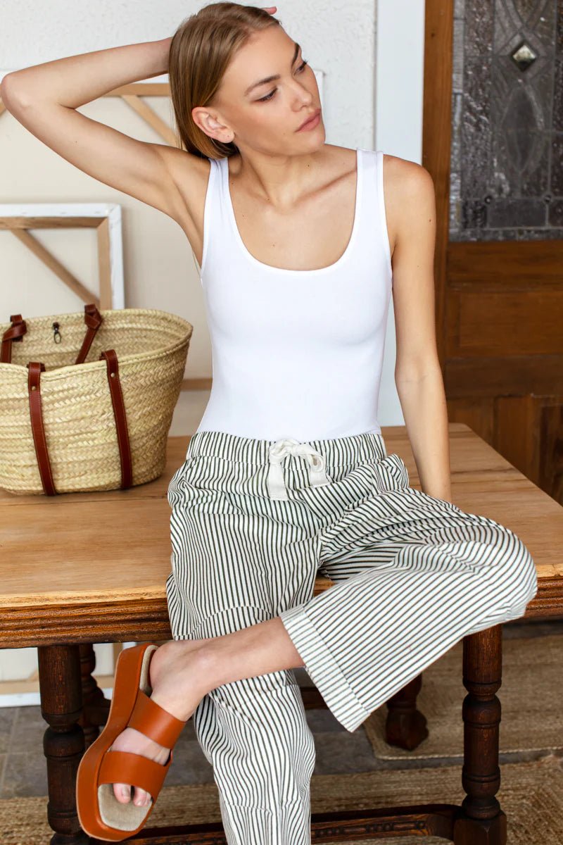 Family Cargo Pant - Moss Green Stripe OrganicEmerson FryBOTTOMS