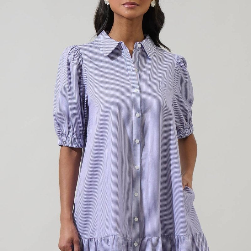 Fannie Striped Levy Button Down Shift DressSugarlipsDRESS
