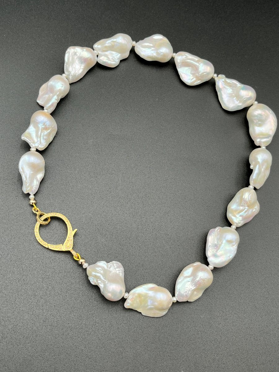 Fireball Baroque Pearl Necklace with Diamond Pavé ClaspBeth ZinkNECKLACES