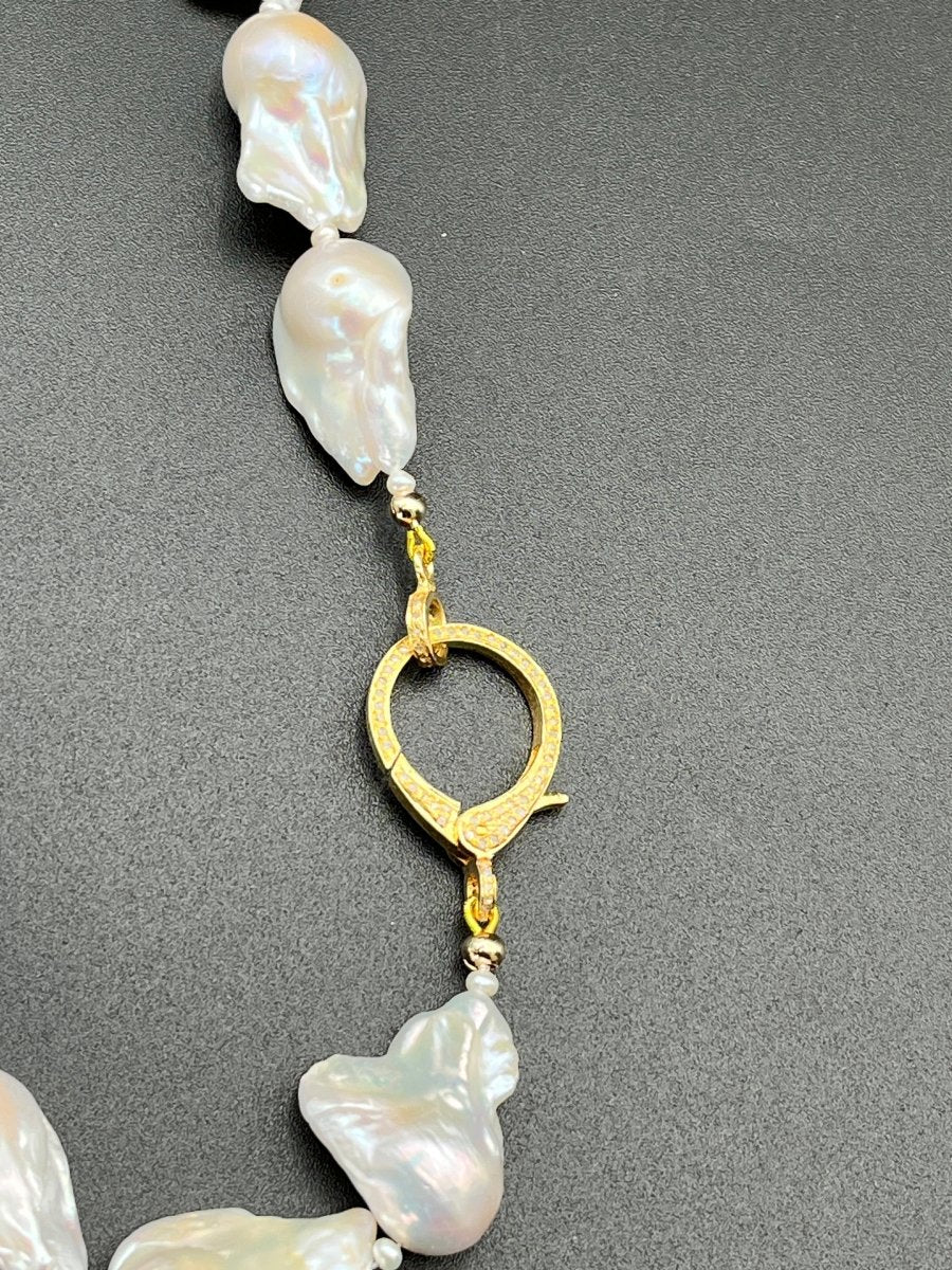Fireball Baroque Pearl Necklace with Diamond Pavé ClaspBeth ZinkNECKLACES