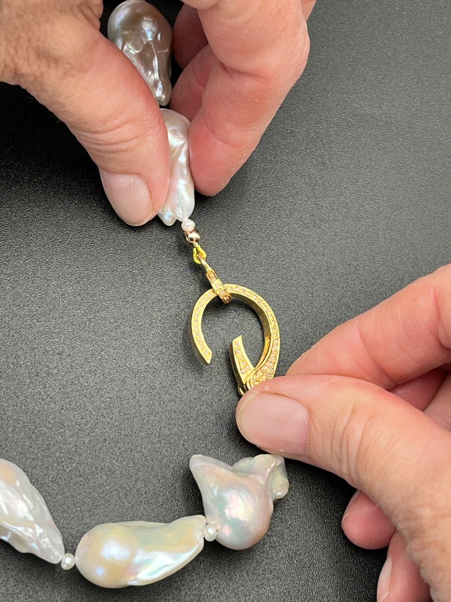 Fireball Baroque Pearl Necklace with Diamond Pavé ClaspBeth ZinkNECKLACES