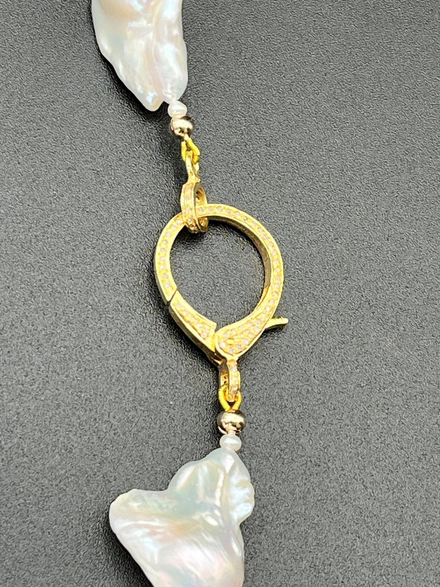 Fireball Baroque Pearl Necklace with Diamond Pavé ClaspBeth ZinkNECKLACES