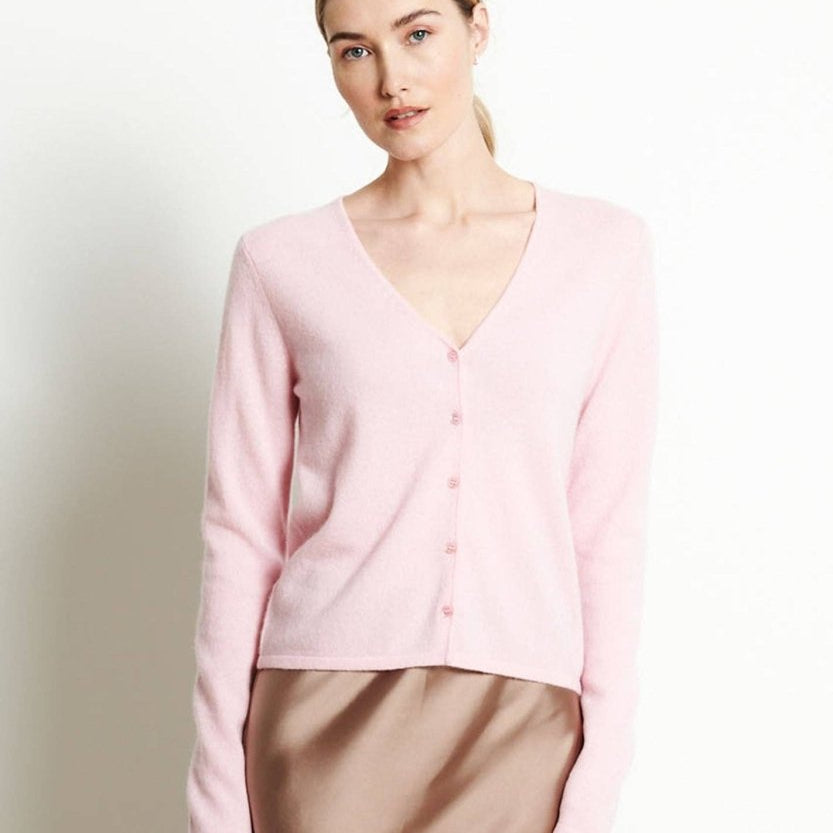 Fitted V - neck cashmere cardigan PinkSTUDIO CASHMERE8cardigan
