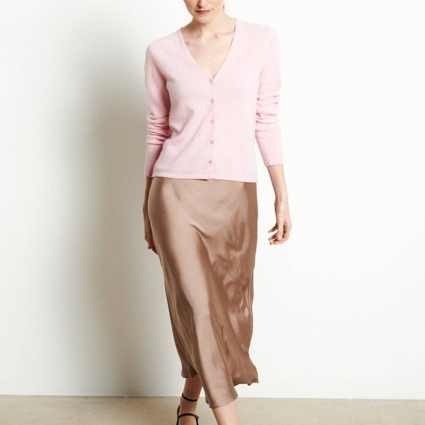 Fitted V - neck cashmere cardigan PinkSTUDIO CASHMERE8cardigan