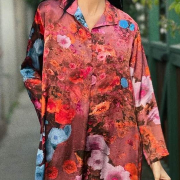 Floral Cupro Shirt DressSpa EssentialsDRESS
