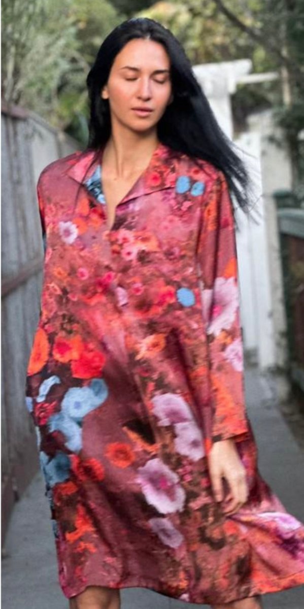 Floral Cupro Shirt DressSpa EssentialsDRESS