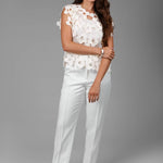 Floral Cutout Vest: BeigeSAACHITOPS