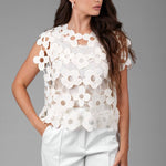 Floral Cutout Vest: BeigeSAACHITOPS