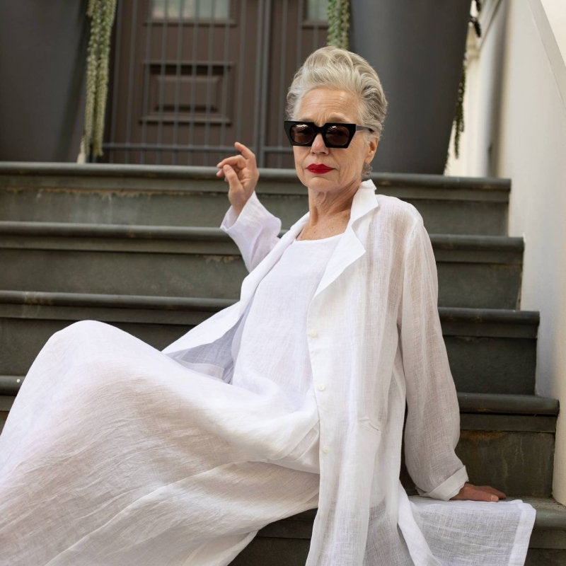 Gauze Linen Long Duster : WhiteVIKOLINOjacket