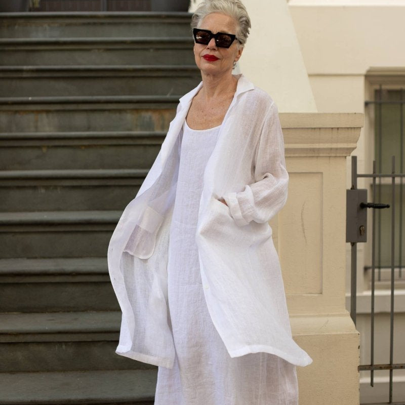 Gauze Linen Long Duster : WhiteVIKOLINOjacket