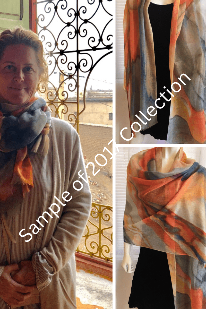 “Genesis” Peggy Vineyard Art in CashmereZiabirdSCARVES