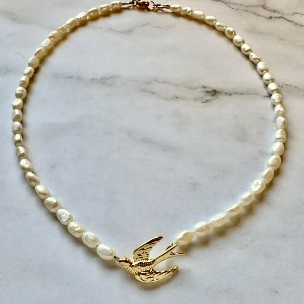 Genevieve Bird & Pearl NecklaceJessica Matrasko JewelryNECKLACES