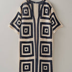 Geometric Crochet Midi Length Open Front CardiganUrban DaizyTOPS