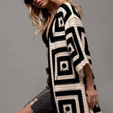 Geometric Crochet Midi Length Open Front CardiganUrban DaizyTOPS
