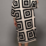 Geometric Crochet Midi Length Open Front CardiganUrban DaizyTOPS
