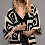 Geometric Crochet Midi Length Open Front CardiganUrban DaizyTOPS