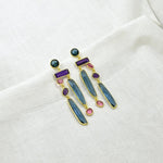 Geometric Statement Earrings - Blue Iolite, Amethyst & TourmalineSchmuckoo BerlinEARRINGS