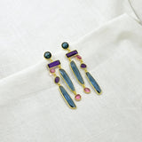 Geometric Statement Earrings - Blue Iolite, Amethyst & TourmalineSchmuckoo BerlinEARRINGS