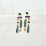 Geometric Statement Earrings - Blue Iolite, Amethyst & TourmalineSchmuckoo BerlinEARRINGS