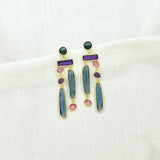 Geometric Statement Earrings - Blue Iolite, Amethyst & TourmalineSchmuckoo BerlinEARRINGS