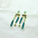Geometric Statement Earrings - Labradorite & Neon Blue JadeSchmuckoo BerlinEARRINGS
