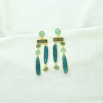 Geometric Statement Earrings - Labradorite & Neon Blue JadeSchmuckoo BerlinEARRINGS
