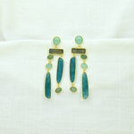 Geometric Statement Earrings - Labradorite & Neon Blue JadeSchmuckoo BerlinEARRINGS