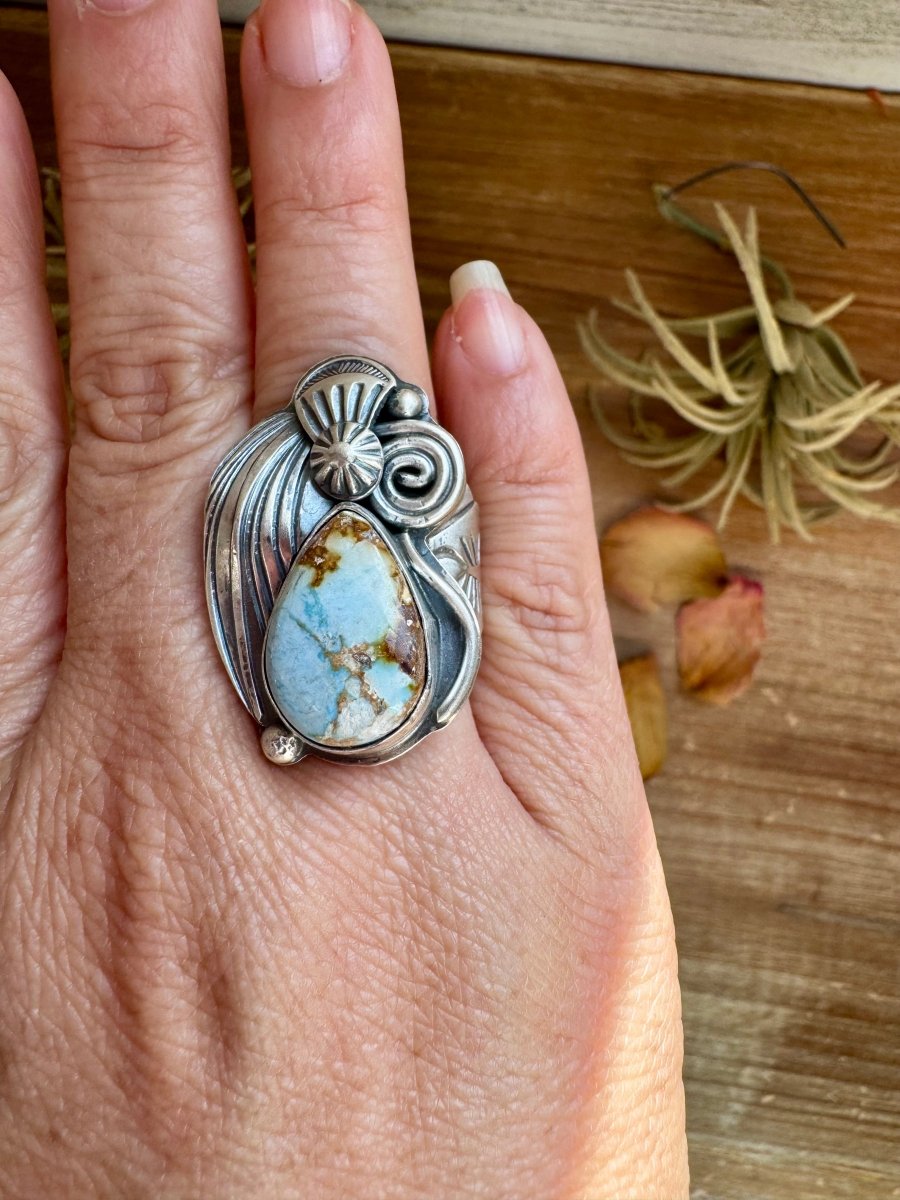 Golden Hill Turquoise Sterling Silver Ring – Size 9.5, One of a KindThe Bijoux FAB Jewelryring