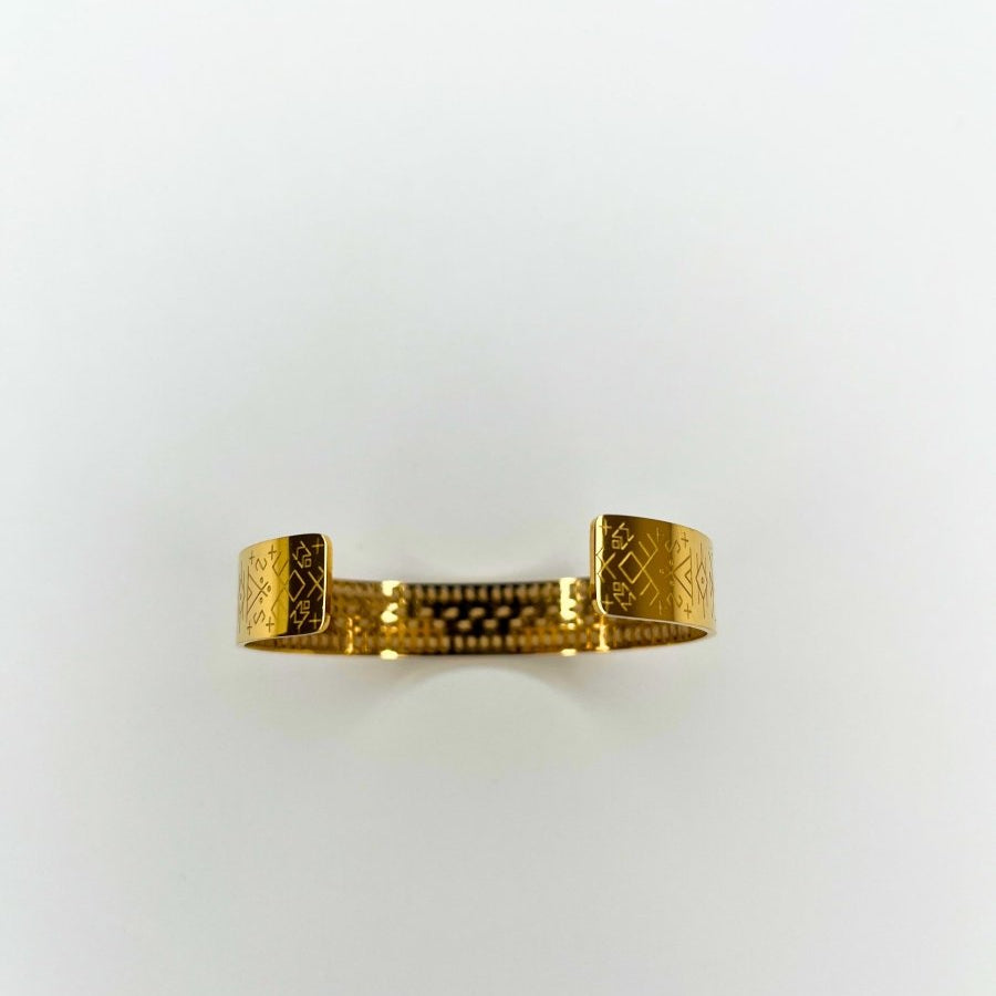 Golden Mosaic Thin Cuff Bracelet – Handcrafted in ItalyL'EightBRACELET