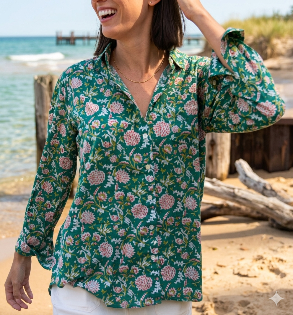 Good Boyfriend Shirt - Devon Floral GreenAnd For GoodShirts & Tops