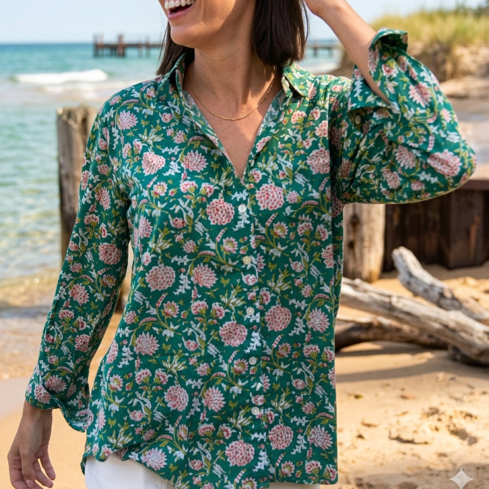 Good Boyfriend Shirt - Devon Floral GreenAnd For GoodShirts & Tops