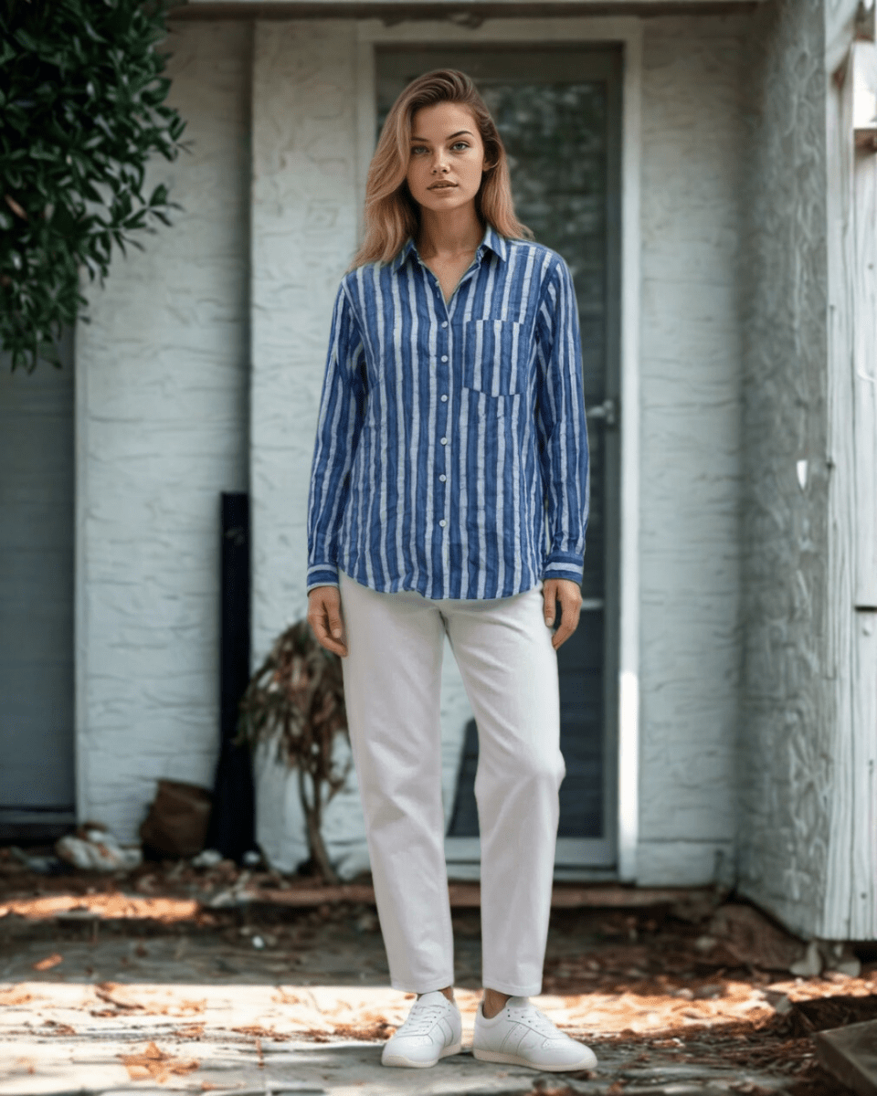 Good Boyfriend Shirt - Indigo StripesAnd For GoodShirts & Tops
