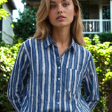 Good Boyfriend Shirt - Indigo StripesAnd For GoodShirts & Tops